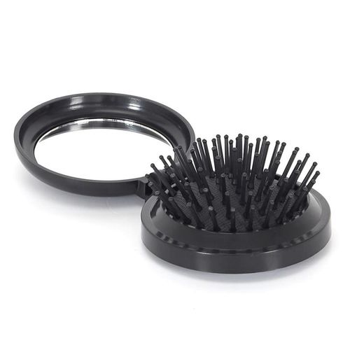 Paris Prix - Brosse & Miroir De Sac "nomade" 7cm Noir