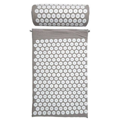 Paris Prix - Tapis & Oreiller D'acupression "housse" 64cm Gris