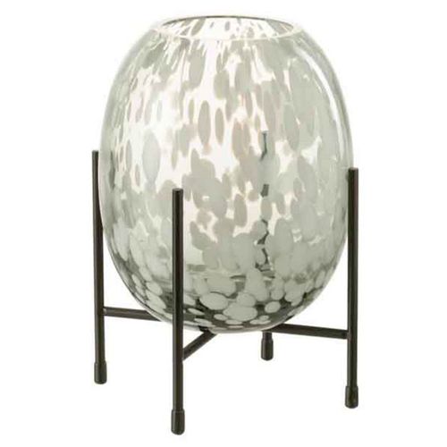 Paris Prix - Vase Sur Pied Design "tâche" 22cm Gris & Blanc