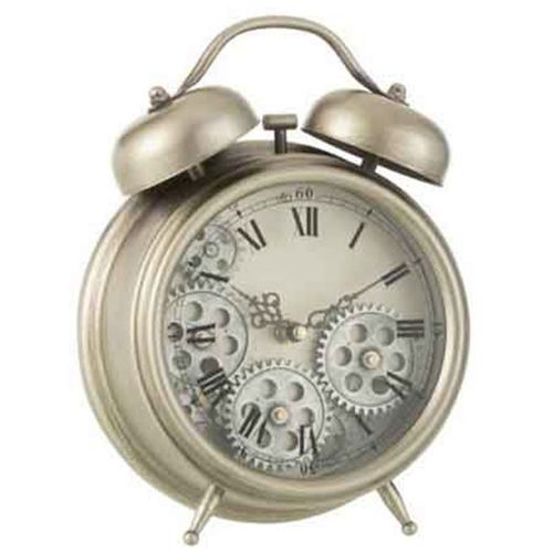 Paris Prix - Réveil à Poser Vintage "mécanisme" 26cm Argent