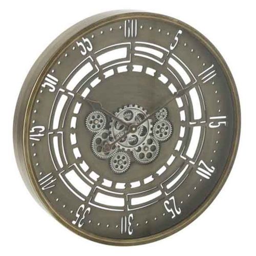 Paris Prix - Horloge Murale "engrenage Secondes" 60cm Cuivre