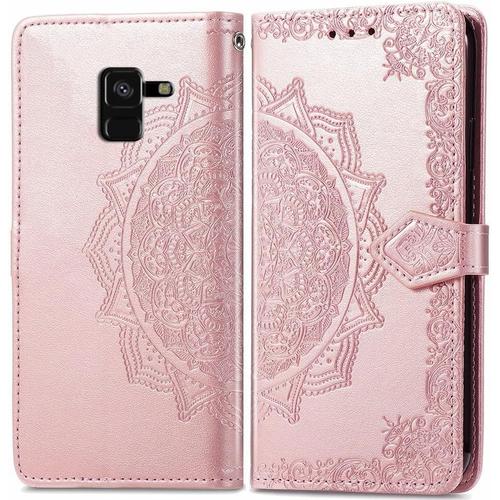 Coque Pour Samsung Galaxy A8 2018,Housse Cuir Pu Portefeuille Flip Case Cover Etui Pour Samsung Galaxy A8 2018,Magnétique Porte Carte Étui À Rabat Pochette