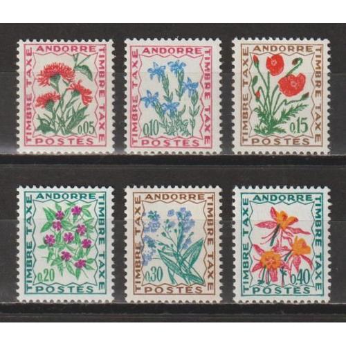 Andorre, 1964-1971, Timbres-Taxe, Flore (Fleurs Des Champs), N°46 À 51, Neufs.