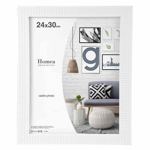 Paris Prix - Cadre Photo Déco "esprit Matière" 24x30cm Blanc