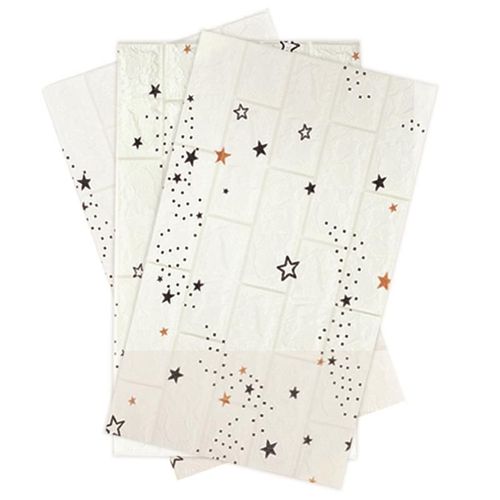 Paris Prix - Lot De 3 Stickers Effet Brique "adhésif" 70cm Blanc