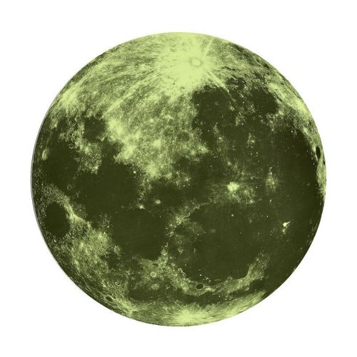 Paris Prix - Sticker Mural Phosphorescent "lune" 25cm Vert