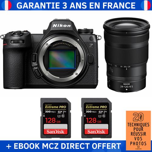 Nikon Z6 III + Z 24-120mm f/4 S + 2 SanDisk 128GB Extreme PRO UHS-II SDXC 300 MB/s + Ebook '20 Techniques pour Réussir vos Photos' - Appareil Photo Hybride Nikon