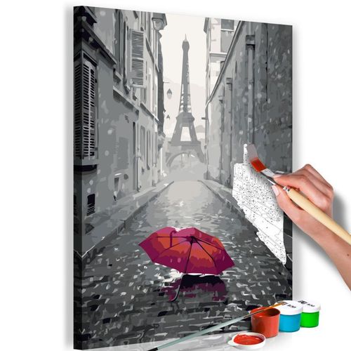 Paris Prix - Tableau à Peindre Soi-même "paris Parapluie Rouge" 40x60cm