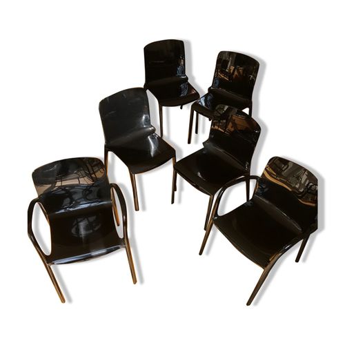 Lot Chaises Amp Fauteuils Vintage Habitat Modle Tallow Noir