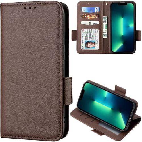 Coque De Téléphone Xiaomi Redmi Note 10 Je, Étui Portefeuille En Cuir À Rabat Magnétique, Étui De Béquille, Étui De Protection Antichoc Pour Xiaomi Redmi Note 10 Je-Marron