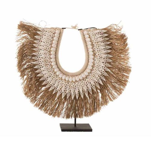 Collier Déco en Bois "Dora" 45cm Naturel & Blanc