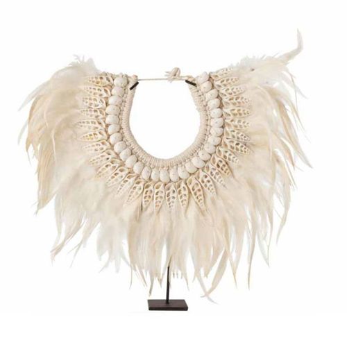 Collier Déco en Bois "Dora" 35cm Blanc
