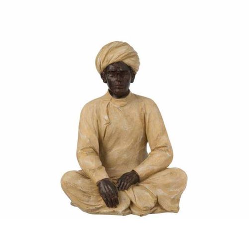 Statue Déco en Résine "Indien Assis" 33cm Beige