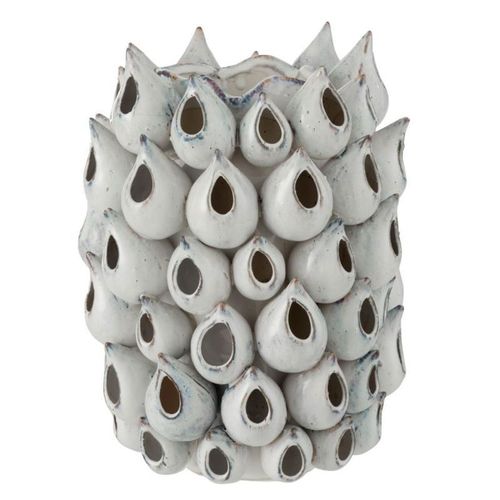 Vase Design "Anémone Céramique" 32cm Bleu