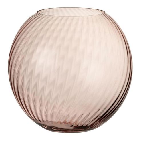 Vase Design en Verre "Canne Rond" 25cm Rose
