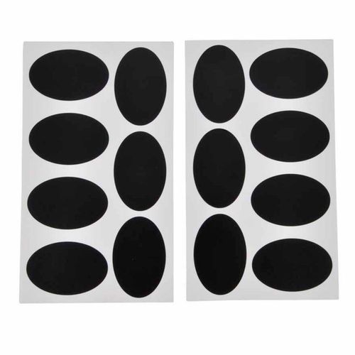 Lot de 14 Stickers Ardoise "Ovale" 12x21cm Noir