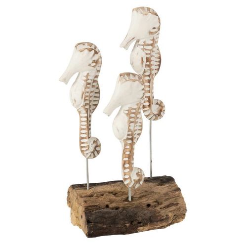 Statuette Déco "3 Hippocampes" 27cm Blanc