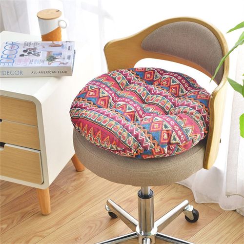 Coussin De Chaise Rond Coton D'ameublement Rembourré Doux Coussin Rouge Style Ethnique À La Maison De Bureau Coussin De Siège De Voiture 40x40/50x5 0/45x45cm