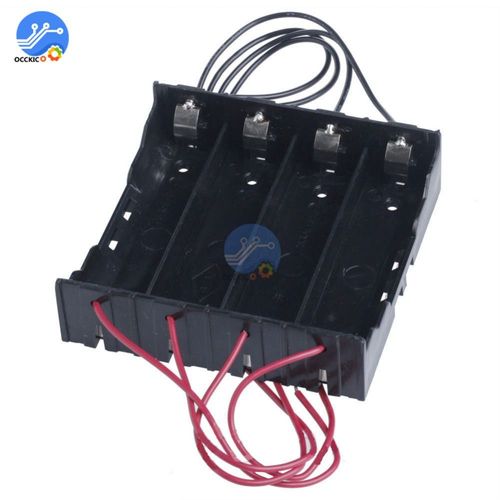 Boîte de rangement de piles ABS 18650, boîtier noir à 4 fentes 3.7V, bricolage, conteneur avec fil
