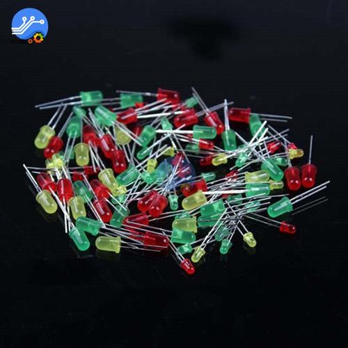 Diodes Électroluminescentes, 5mm, 3mm, Rouge, Vert, Jaune, Pour Arduino Raspberry Pi, 100 Pièces