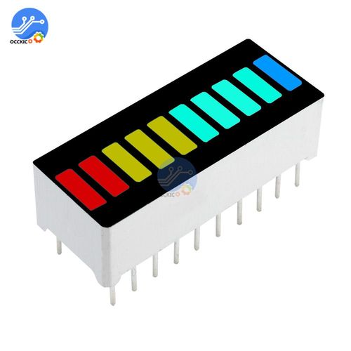 Module D'affichage Lumineux Pour Arduino, 2 Pièces, Indicateur Lumineux De Bargraphe Led Rouge Jaune Vert Bleu Couleur 10 Segments Ultra Lumineux Pour Arduino