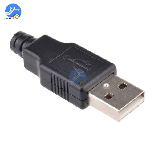 Connecteur de prise USB Type A mâle à 4 broches avec couvercle en plastique noir, 10 pièces