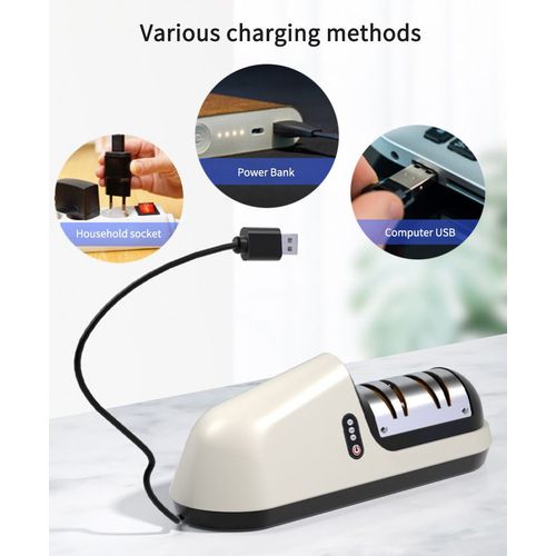 Aiguisoir De Couteaux Électrique Réglable Usb, Pour Couteaux De Cuisine, Outil Aiguisage Des Couteaux, Ciseaux, Double Tête, Outils De Lame De Meulage Fin