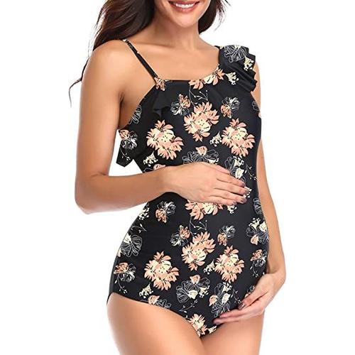 Maillot De Bain Une Pièce À Épaules Dénudées Star Maternité Maillot De Bain De Grossesse À Volants Floraux