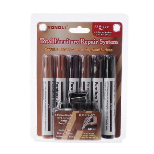 13 Pcs Plancher de bois Scratch Repair Marker Wax Sticks avec Sharppener Household