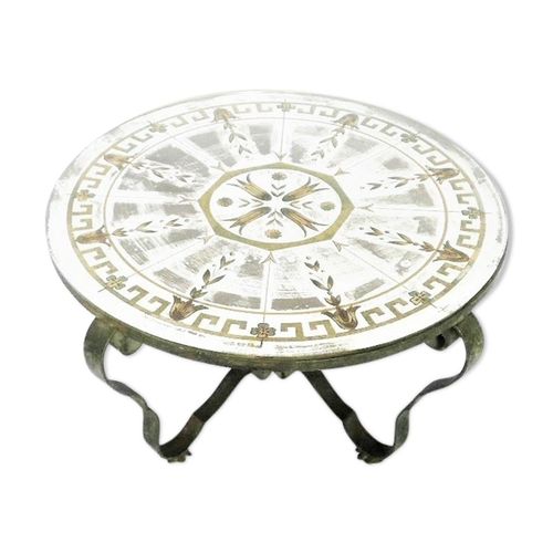 Table Ronde Anne 40 Fer Forg Et  Verre Glomis Vert