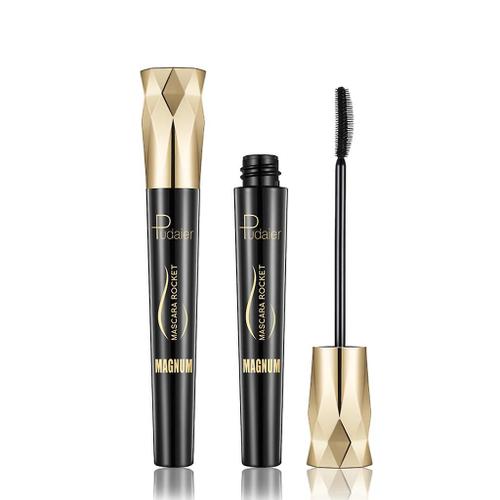 Pudaier Mascara Imperméable En Fibre De Soie Noir Curling Épais Long Allongement Cils 