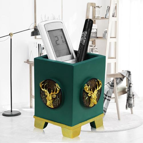 Boîte De Rangement De Bureau En Résine, Style Nordique Créatif, Tête De Cerf Doré, Boîte De Rangement Pour Télécommande, Porte-Stylo