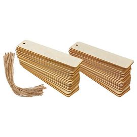 Marque-Page Vierge Avec Cordes En Bois, Marque-Page Rectangulaire Mince À Suspendre, Diy, New-100pcs