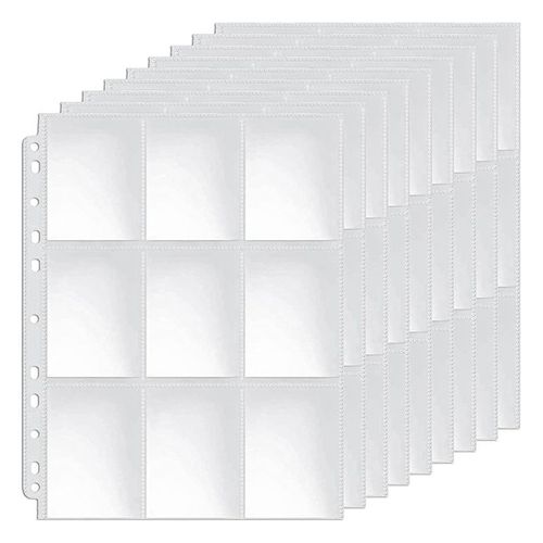 Nouvelles Pochettes Pour Cartes À Collectionner Double Face, Manchons De 9 Poches, Protections De Cartes De Jeu En Plastique Transparent Pour Classeur À Anneaux Fit 3