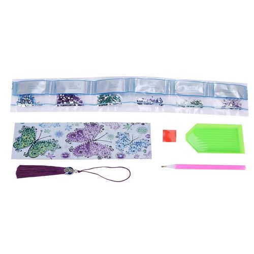 Nouveau-(2 Paquets) Marque-Pages De Peinture Diamant, Ensemble De Marque-Pages En Cuir À Pompon, Broderie, Papillon Et Fleur, Bricolage