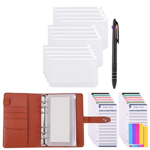 Classeur De Budget En Cuir Pu A6, Nouvel Organisateur D'argent Pour L'argent, 12 Enveloppes De Budget, 1 Stylo À Bille, 12 Feuilles De Budget, 2 Autocollants