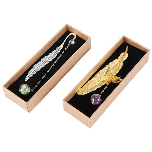 Marque-Pages Plume En Métal 2 Pièces, Avec Papillon 3d Et Perles De Verre, Pendentif En Cristaux Éternels, Cadeau Pour Amis, Étudiants