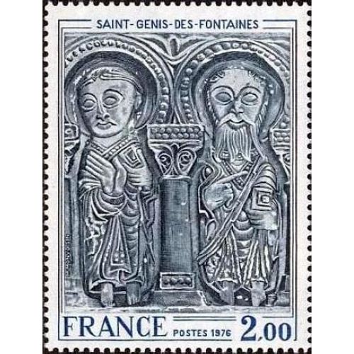 France 1976, Très Beau Timbre Neuf** Luxe Yvert 1867, Linteau De L'église De Saint-Genis-Des-Fontaines, Sculpture Romane En Bas-Relief.