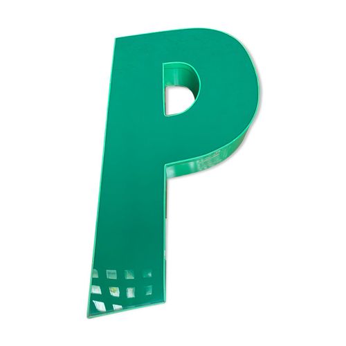 Lettre ancienne en mtal et plexiglas vert