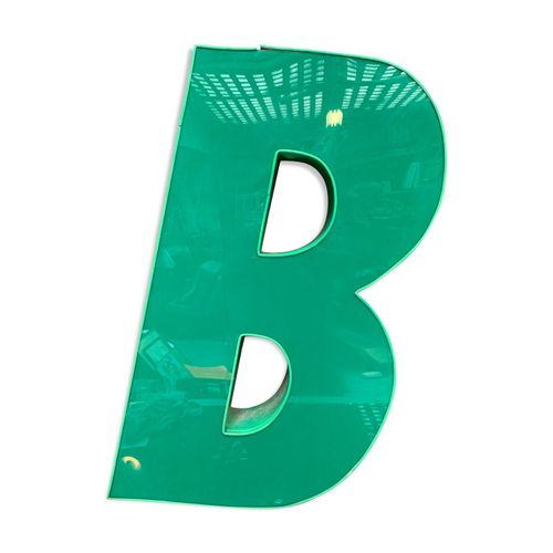Lettre ancienne en mtal et plexiglas vert