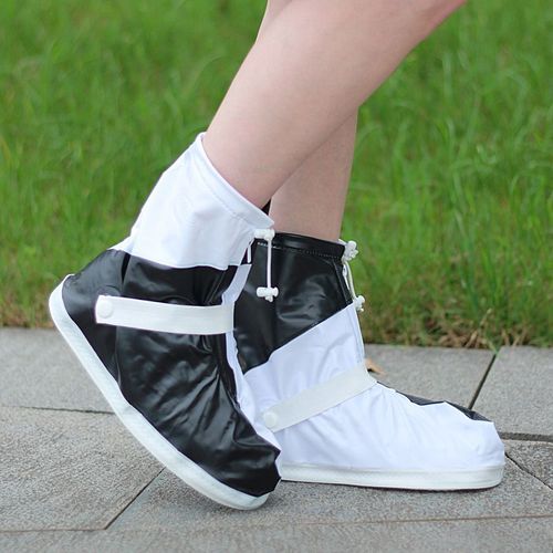 Bottes De Protection Pour Hommes Et Femmes Adultes,Couvre-Chaussures Imperméables Pour Moto,Vélo,Cyclisme,Pluie,Neige - Type Black White-L (For 38-39)