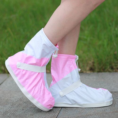 Bottes De Protection Pour Hommes Et Femmes Adultes,Couvre-Chaussures Imperméables Pour Moto,Vélo,Cyclisme,Pluie,Neige - Type Pink White-L (For 38-39)