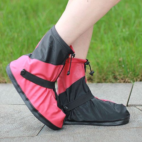 Bottes De Protection Pour Hommes Et Femmes Adultes,Couvre-Chaussures Imperméables Pour Moto,Vélo,Cyclisme,Pluie,Neige - Type Red Black-L (For 38-39)