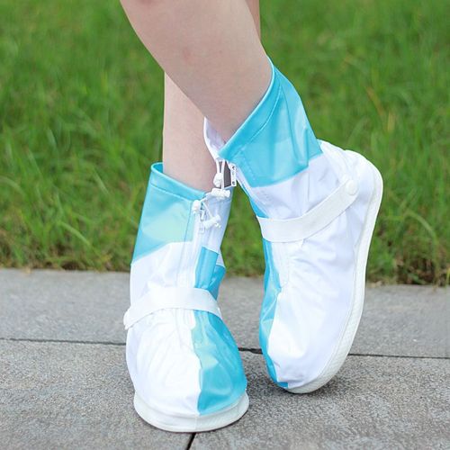 Bottes De Protection Pour Hommes Et Femmes Adultes,Couvre-Chaussures Imperméables Pour Moto,Vélo,Cyclisme,Pluie,Neige - Type Blue White-L (For 38-39)