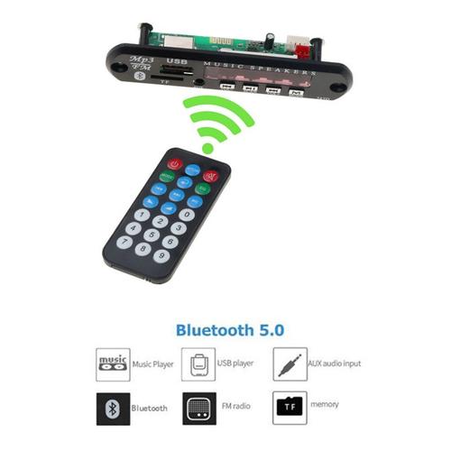 lecteur MP3 sans fil Bluetooth 5V 12V USB, Module Audio TF, Radio FM, carte décodeur MP3 WMA avec télécommande pour voiture