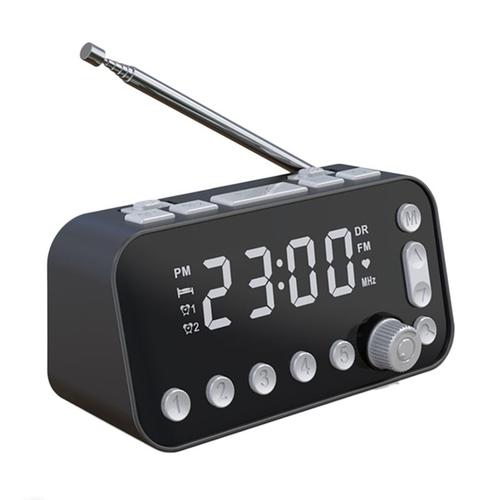 Radio-réveil numérique Portable Rechargeable avec rétro-éclairage réglable Radio-réveil FM avec antenne pour la maison