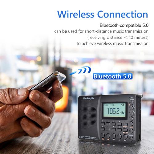 Radio numérique stéréo K603, lecteur MP3, haut-parleur Portable, haute sensibilité, Volume clair, compatible Bluetooth, enregistreur de poche