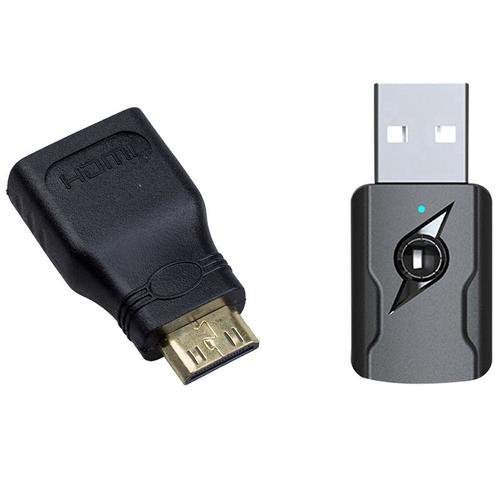 1 Mini Port HDMI vers un adaptateur de câble HDMI Standard et 1 ensemble USB Bluetooth 5.0 transmetteur récepteur sans fil