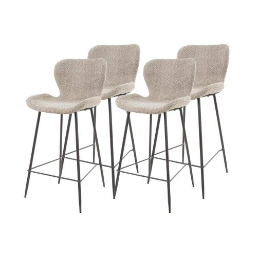 Lot De 4 Tabourets De Bar En Tissu Bouclette Sable