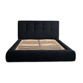 Lit Coffre En Velours Côtelé 140 X 190 Cm Noir
